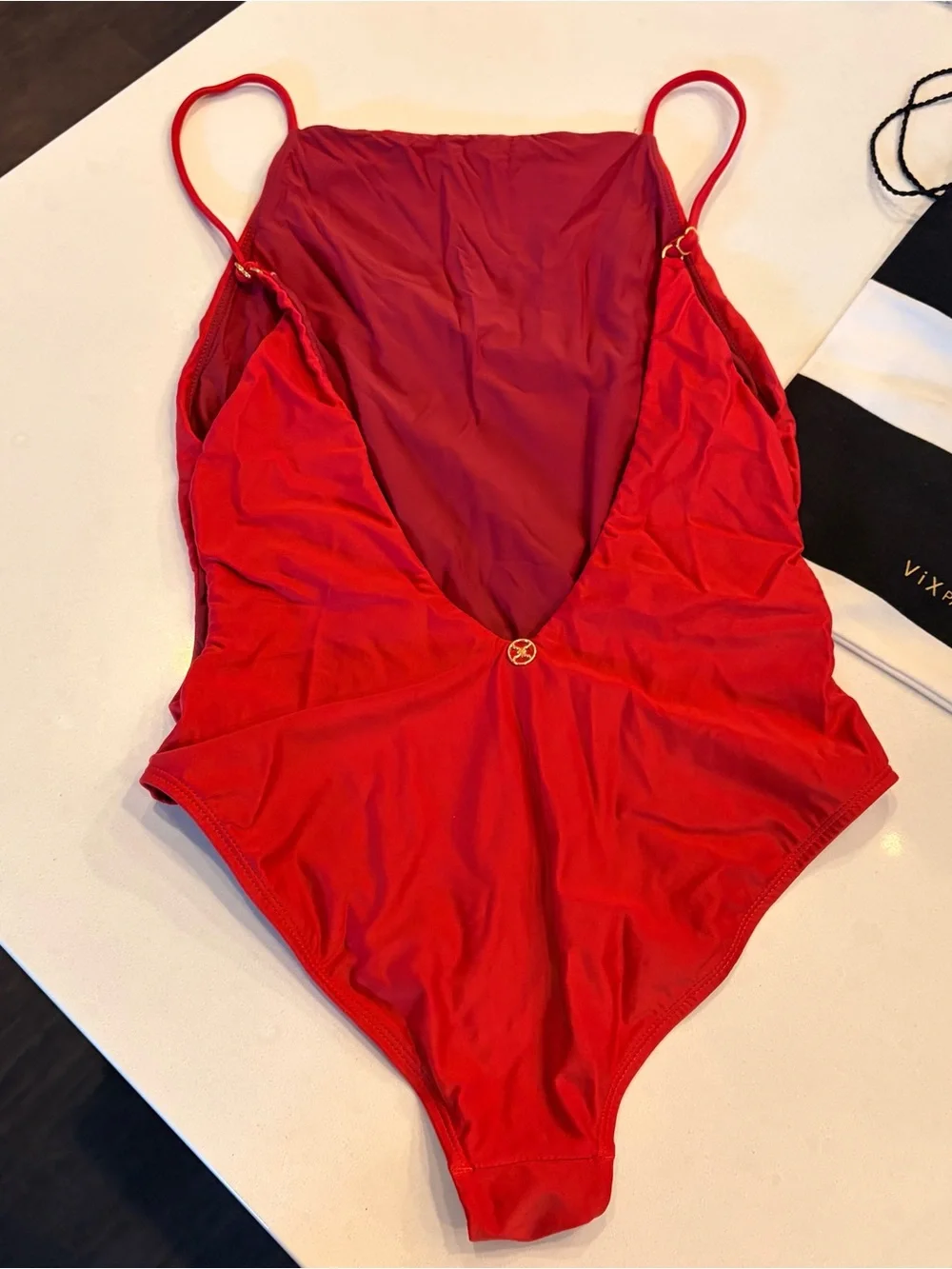 Vix Paula Hermanny Classic One-Piece Swimsuit with Side Cut-Outs in Red, Size L